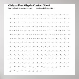 Girlynaフォントグリフコンタクトシート ポスター