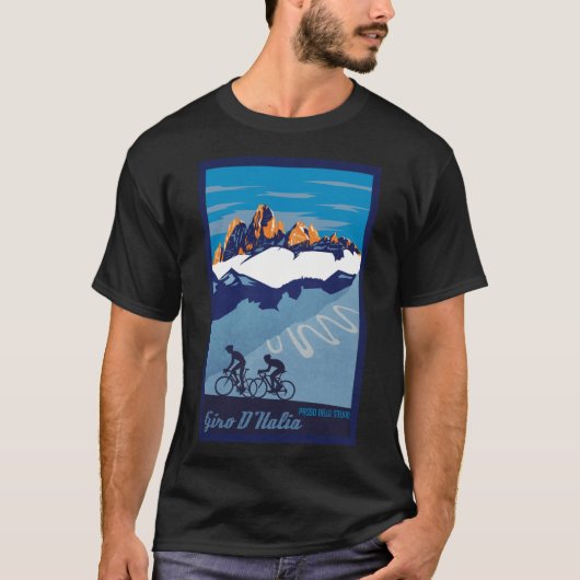 Giro D&x27; Italia Retro  Passo Dello Stelvio Cycl Tシャツ (正面)