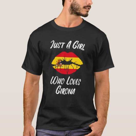 Girona Lips Mouth Love Spanish Flag Tシャツ (正面)