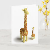 Girrafeおよびベビーのキリン カード (黄色い花)