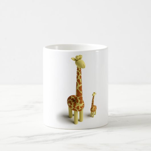 Girrafeおよびベビーのキリン コーヒーマグカップ (中央)