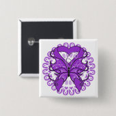 GISTがんリボンの蝶の輪 缶バッジ (正面&裏面)