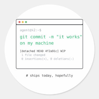 Git Commit: It Works on My Mac - デベロッパーステッカーギフト ラウンドシール