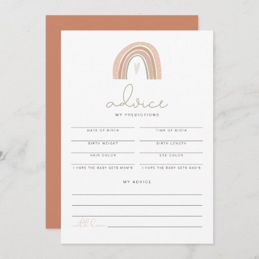 GITAパステルレインボーベビーシャワー予測 招待状 (正面/裏面)