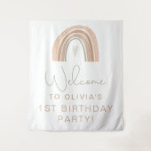 GITA パステル レインボー 1歳の誕生日 おめでとう サインタップ タペストリー (正面)