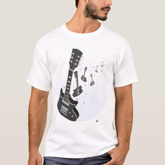 Gitarre mit Musiknoten und Punktemuster t-shirt Tシャツ (正面)