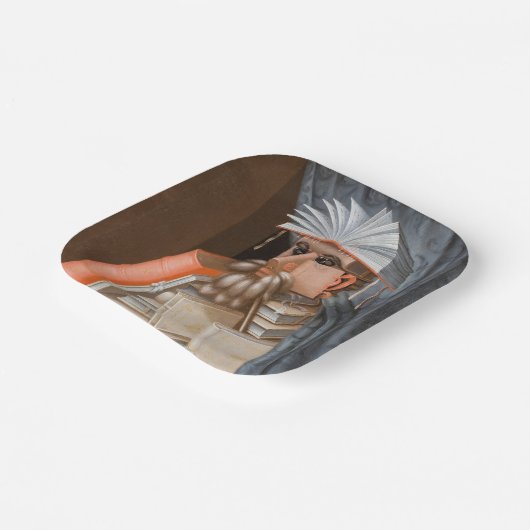 Giuseppe Arcimboldo - The Librarian ペーパープレート (傾斜あり)