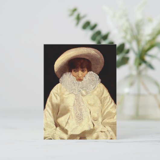Giuseppe De Nittisによる「Sarah Bernhardt as Pierrot」 ポストカード (スタンド正面)