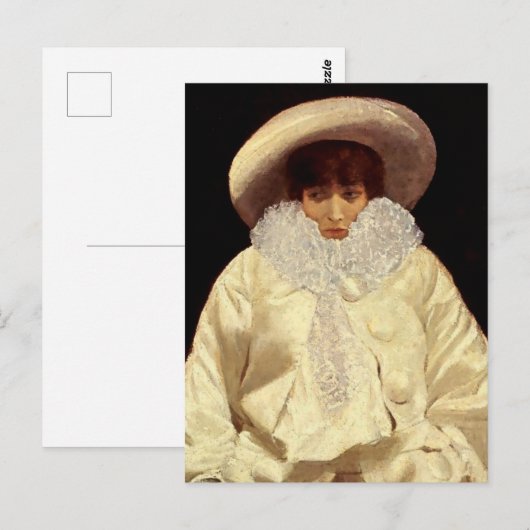 Giuseppe De Nittisによる「Sarah Bernhardt as Pierrot」 ポストカード (正面/裏面)