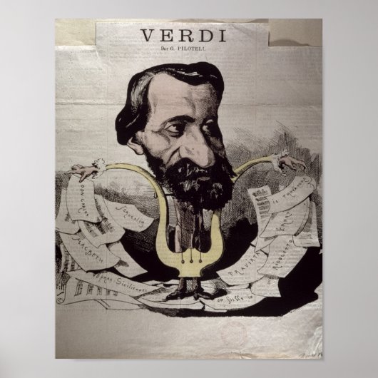 Giuseppe Verdi , caricature, 1860's ポスター (正面)
