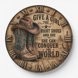 Give a Girl the Right Shoes Rustic Cowgirl Boots ペーパープレート