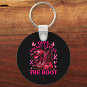 Give Breast Cancer The Boot Cowgirl Cancer Awarene キーホルダー (正面)