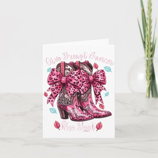 Give Breast Cancer The Boot Nk Cowgirl Western Tee カード (正面)