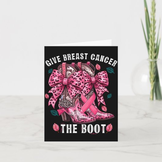 Give Breast Cancer The Boot Nk Cowgirl Western Tee カード (正面)