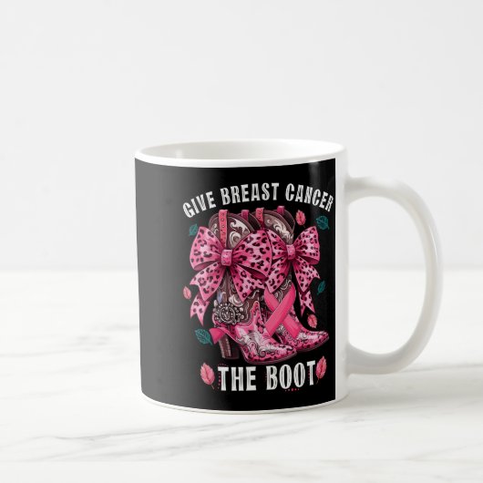 Give Breast Cancer The Boot Nk Cowgirl Western Tee コーヒーマグカップ (右)