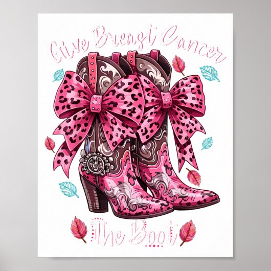 Give Breast Cancer The Boot Nk Cowgirl Western Tee ポスター (正面)