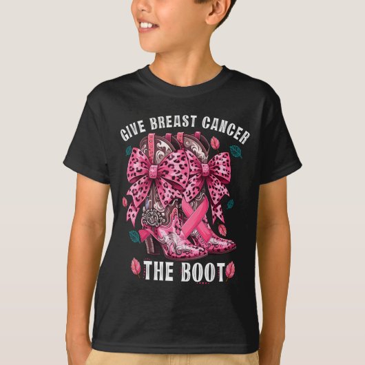 Give Breast Cancer The Boot Nk Cowgirl Western Tee Tシャツ (正面)