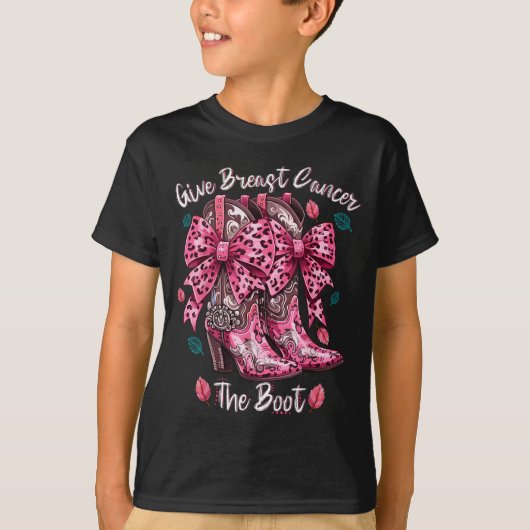 Give Breast Cancer The Boot Nk Cowgirl Western Tee Tシャツ (正面)