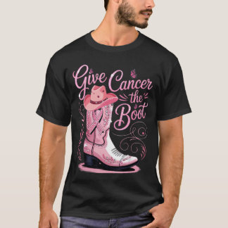 Give Breast Cancerhe Boot Pink Ribbon Western Cowb Tシャツ