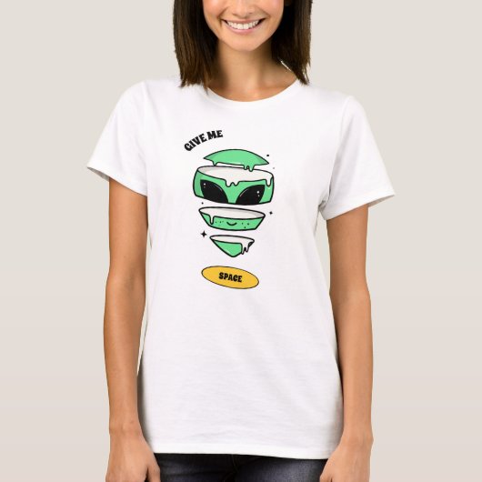 Give Me Space Funny Alien Cartoon T-Shirt Tシャツ (正面)