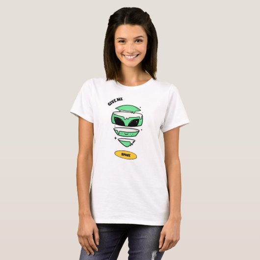 Give Me Space Funny Alien Cartoon T-Shirt Tシャツ (正面フル)