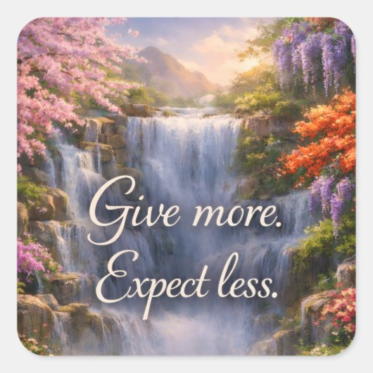 Give More. Expect Less Inspirational Christian スクエアシール (正面)