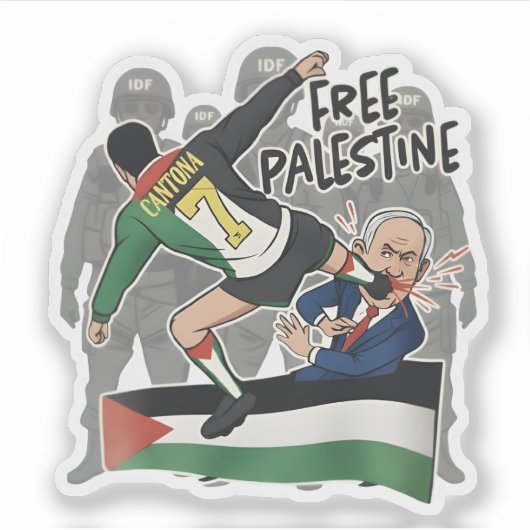 Give Netanyahu The Boot Free Palestine caricature  シール (正面)