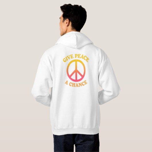 'Give Peace a Chance' Adult Pullover Hoodie パーカ (裏面フル)
