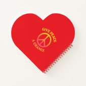 'Give Peace a Chance' Heart-shaped Spiral Notebook ノートブック (裏面)