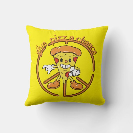 GIVE PIZZA A CHANCE funny pizza pun gift idea      クッション (裏面)