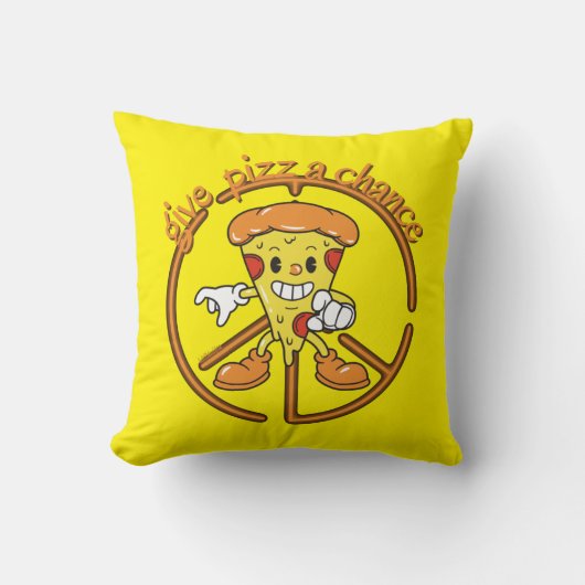 GIVE PIZZA A CHANCE funny pizza pun gift idea      クッション (正面)