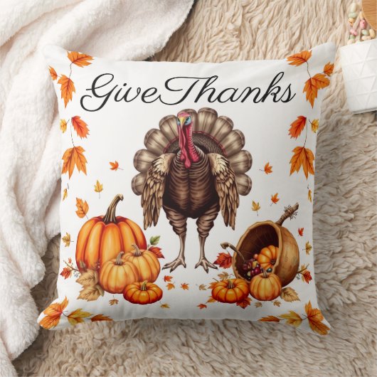 "Give Thanks" 秋の収穫 クッションカバー クッション (ブランケット)