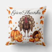 "Give Thanks" 秋の収穫 クッションカバー クッション (正面)