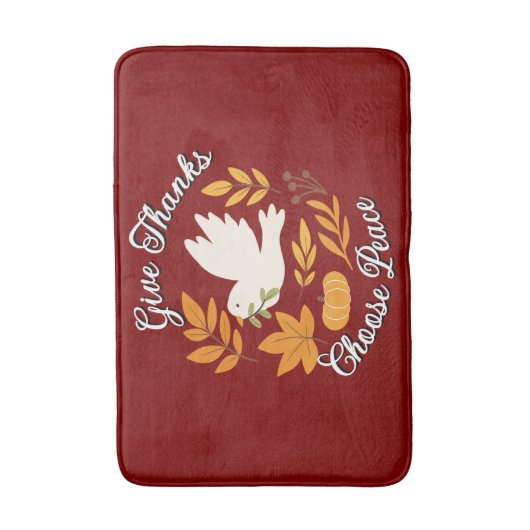 'Give Thanks, Choose Peace' Bath Mat バスマット (正面縦)