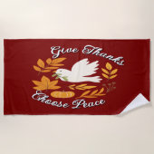 'Give Thanks, Choose Peace' Beach Towel ビーチタオル (正面)
