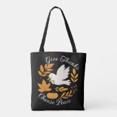 'Give Thanks, Choose Peace' Shoulder Tote トートバッグ (裏面)