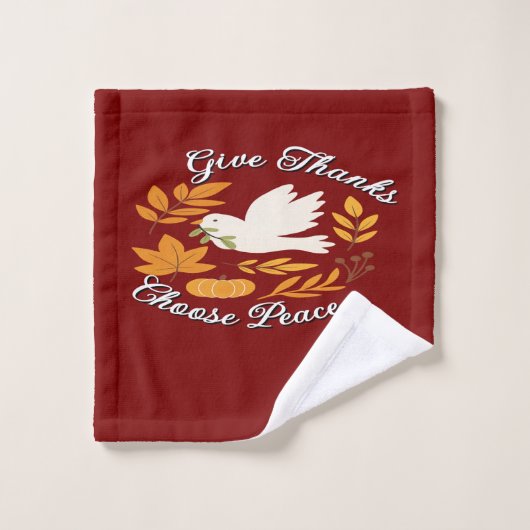 'Give Thanks, Choose Peace' Towel ウォッシュタオル (ウォッシュタオル)