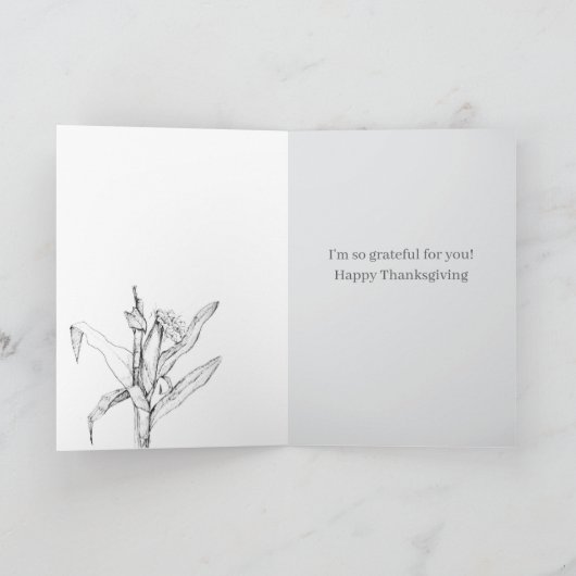 Give Thanks Cornstalk Autumn Happy Thanksgiving カード (内部)