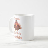 Give Thanks  Funny Gobble Cute Turkey Adult コーヒーマグカップ (正面左)