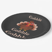 Give Thanks  Funny Gobble Cute Turkey Adult ペーパープレート (アングル)
