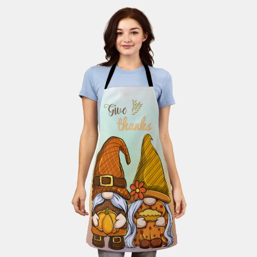 Give Thanks Gmomes エプロン (着用した状態)
