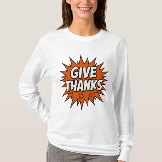 : Give Thanks Grateful Comic Tee Tシャツ (正面)