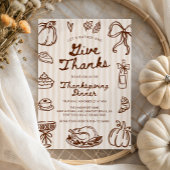 Give Thanks Hand Drawn Doodle Thanksgiving Dinner 招待状
