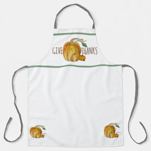 Give Thanks Pumpkin Harvest All-Over Print Apron エプロン (正面)