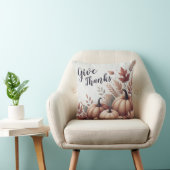 Give Thanks Pumpkin Throw Pillow - Customizable クッション (椅子)