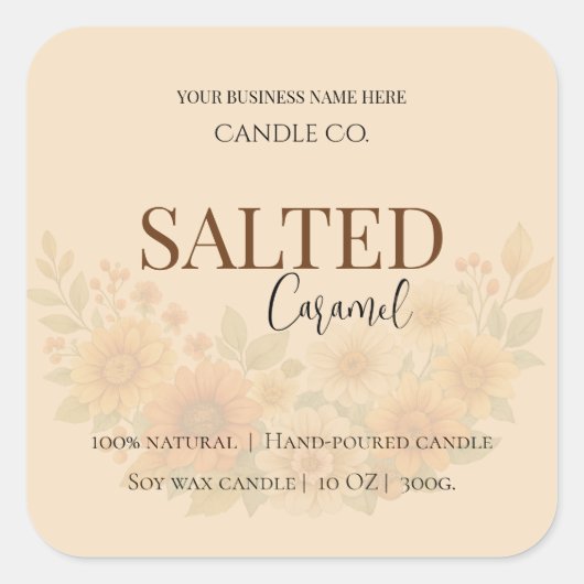 Give Thanks Salted Caramel Candle Label スクエアシール (正面)