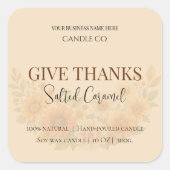 Give Thanks Salted Caramel Candle Label スクエアシール (正面)