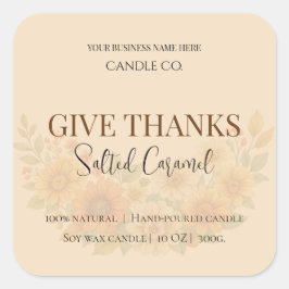 Give Thanks Salted Caramel Candle Label スクエアシール