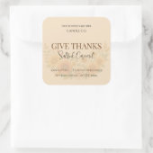Give Thanks Salted Caramel Candle Label スクエアシール (バッグ)
