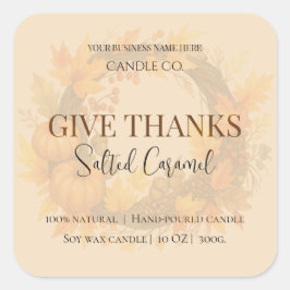Give Thanks Salted Caramel Candle Label スクエアシール
